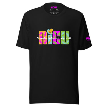 A black NICU tee with pacifier and NICU designed on the front. 
