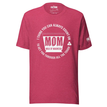 Pink healthcare based mom t-shirt for Mother’s Day in front of a white background.