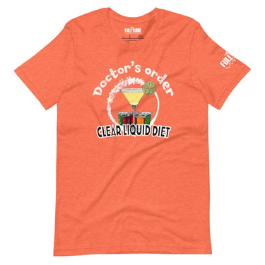 Clear liquid diet alcohol drinking shirt for nurses and healthcare workers.