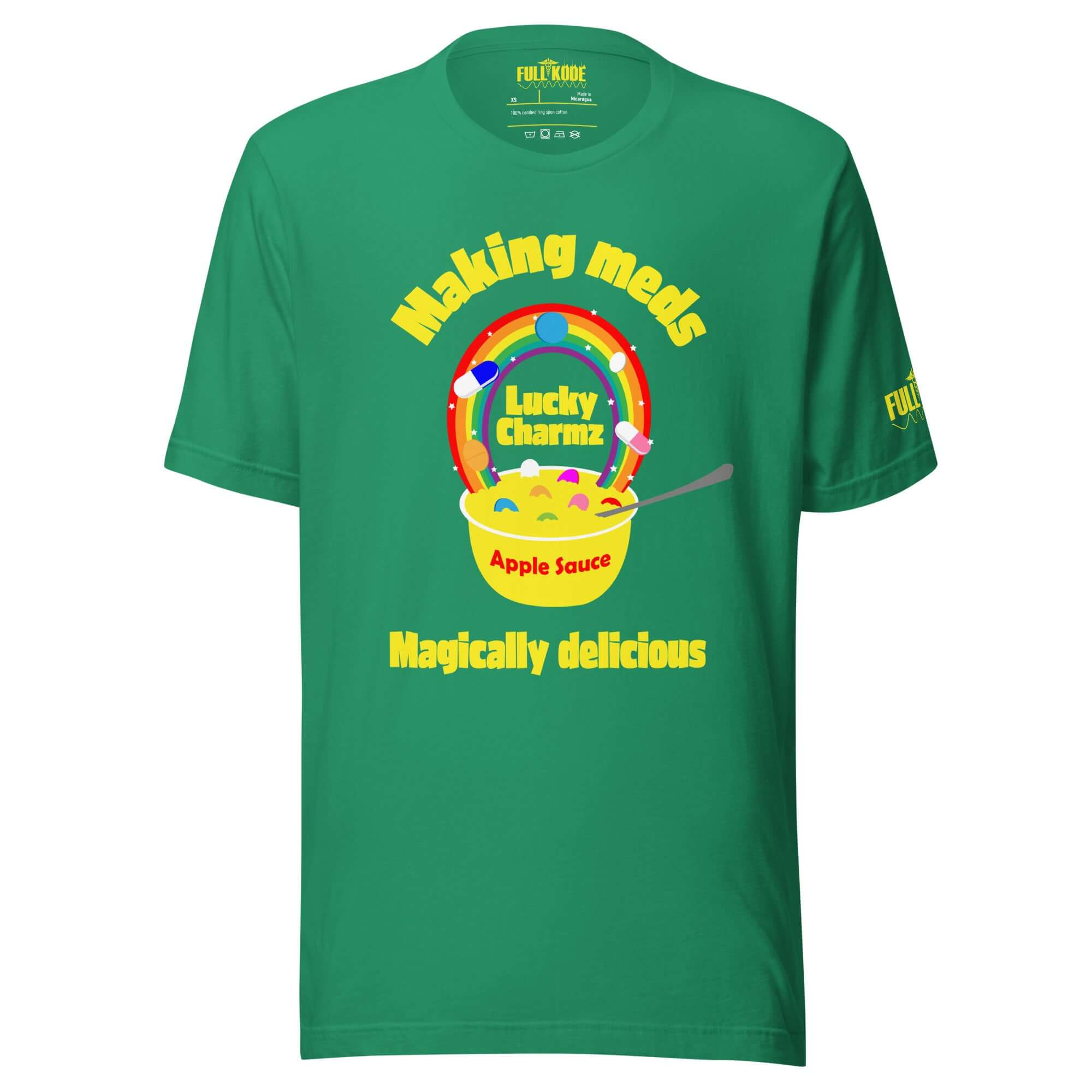 Lucky charmz, making meds magically delicious in apple sauce t-shirt for nurses.